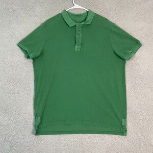 Eddie Bauer Shirt Mens XL Green Heavyweight‎ Rugby Short Sleeve Casual Polo